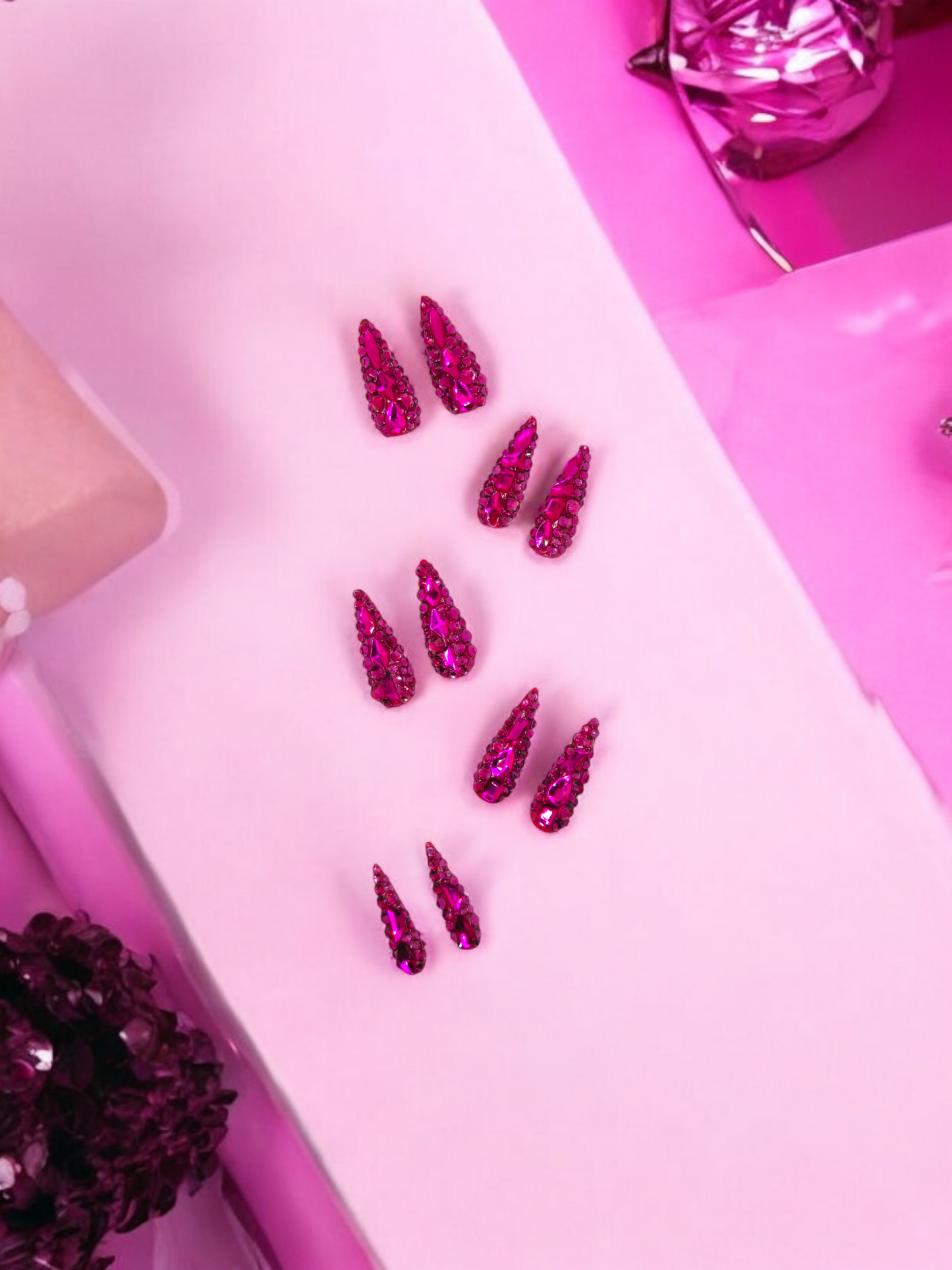 Pink Full Bling Nail Set