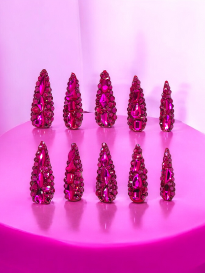 Pink Full Bling Nail Set