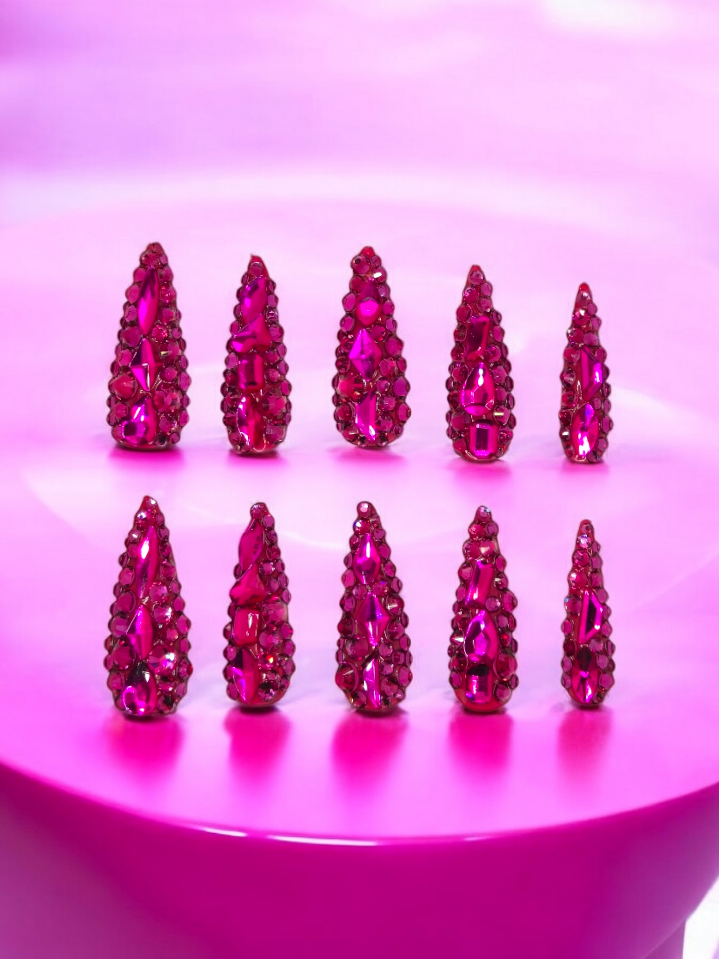 Pink Full Bling Nail Set