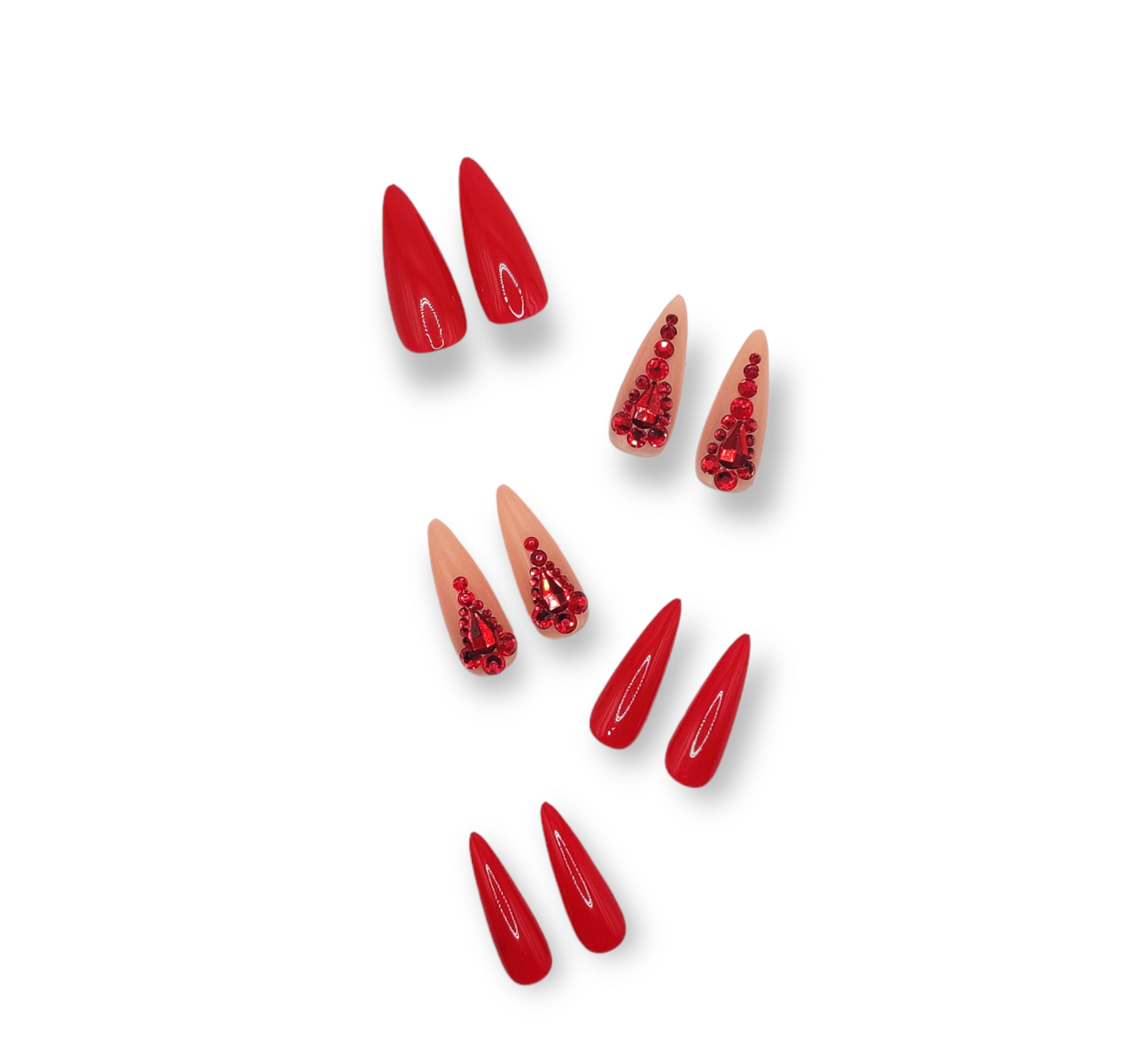 Red Press On Nails Almond